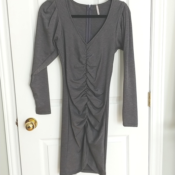 Rouched body con long sleeve mini dress. NWT - Picture 8 of 14